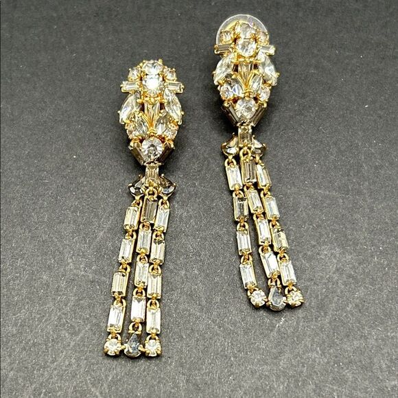 J. Crew Lever Back Crystal Sparkle Drop Earrings - Picture 1 of 7